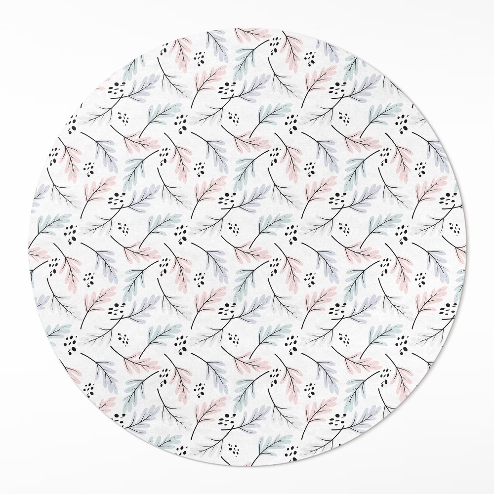 Kerek pvc szőnyeg Pasztell finom növények boho stílusban