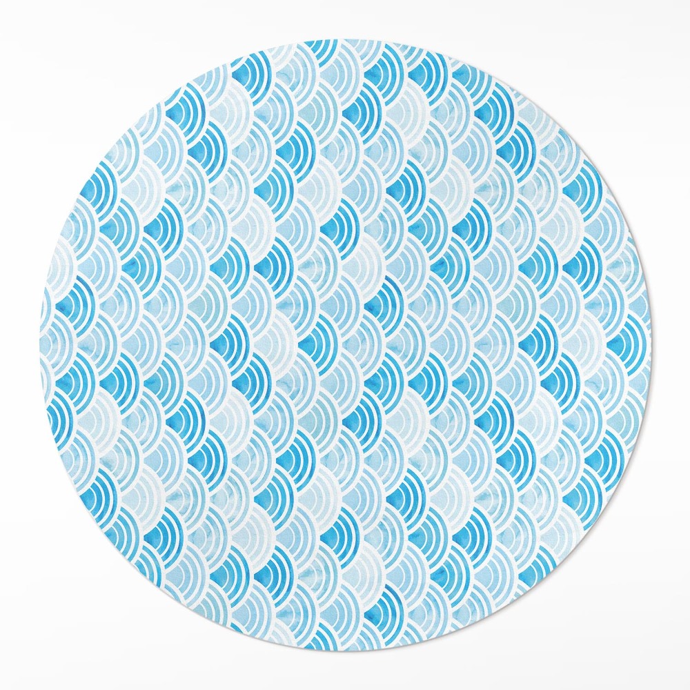 Kerek vinil szőnyeg Akvarell hullámok mintája ázsiai stílusban