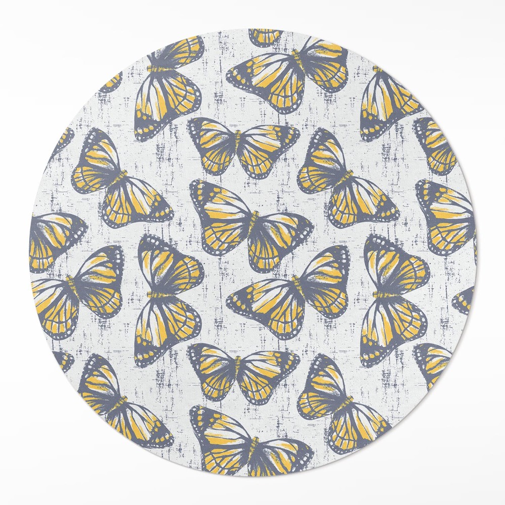 Kerek vinil szőnyeg Sárga pillangók textúra
