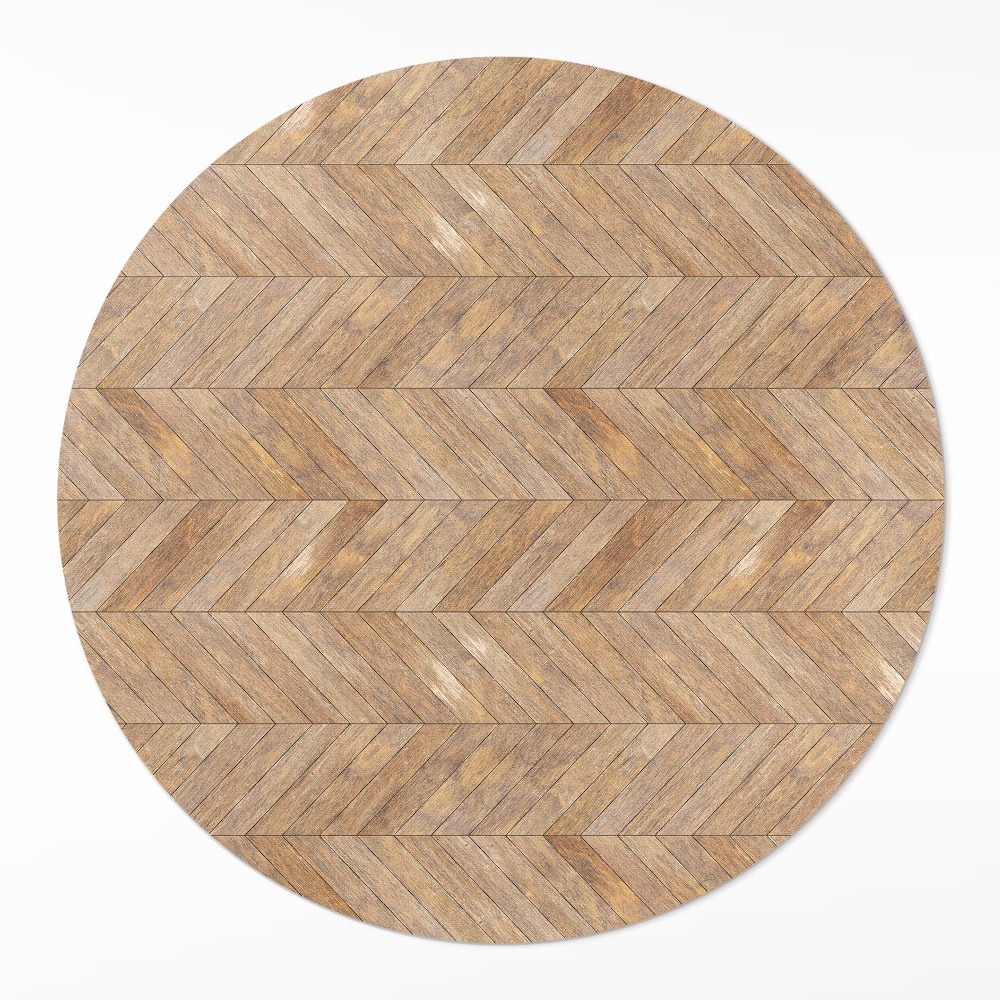 Kerek műanyag szőnyeg Vintage fa halszálkás padló parketta