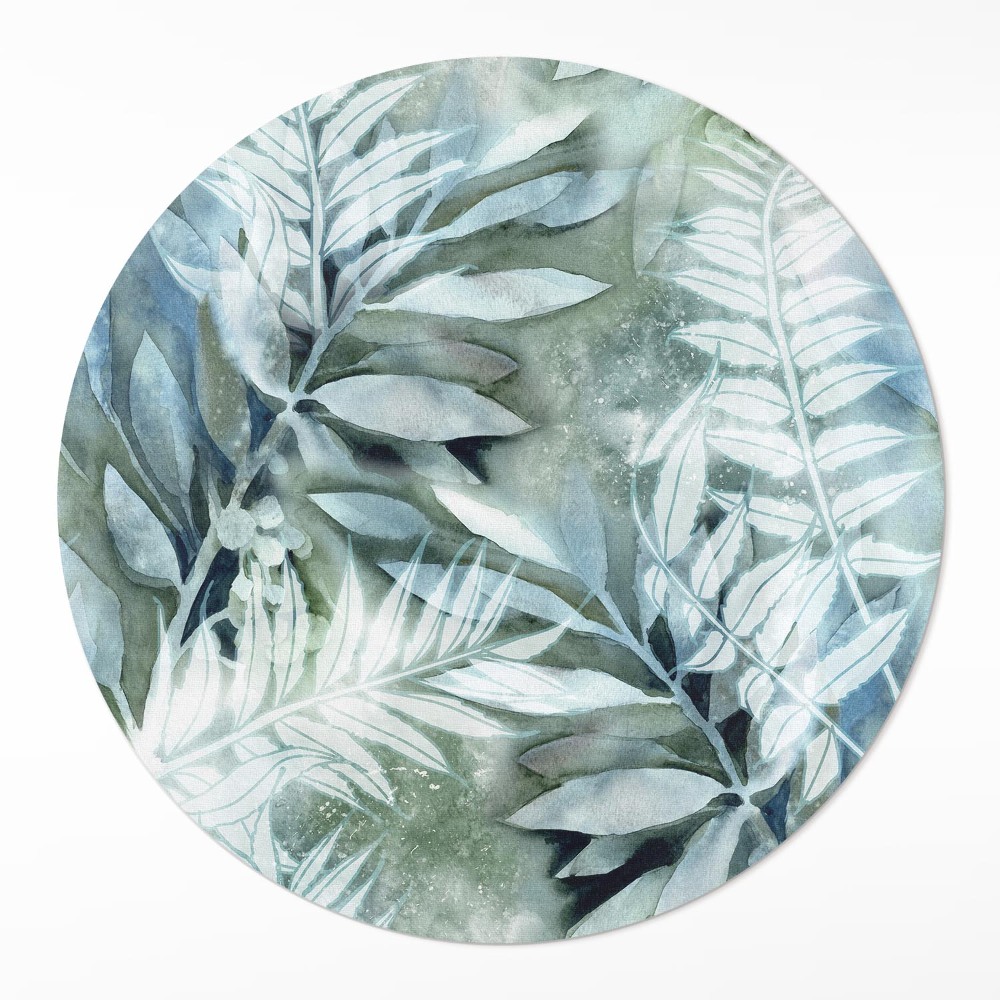 Kerek vinil szőnyeg Akvarell levelek finom gallyak