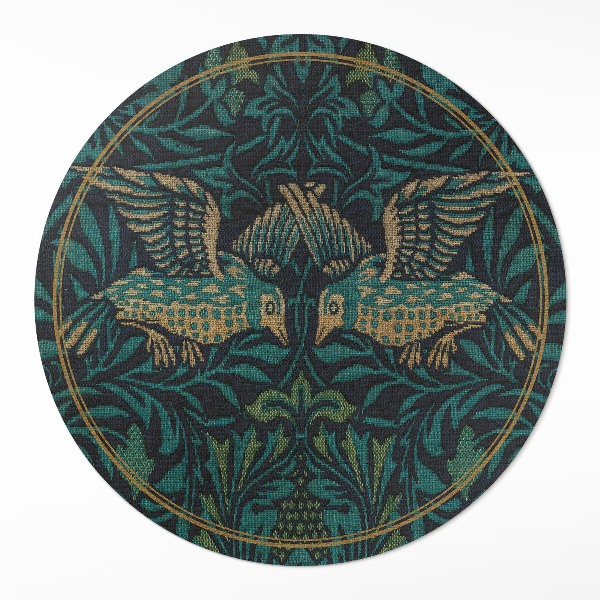 Kerek pvc szőnyeg Madarak William Morris