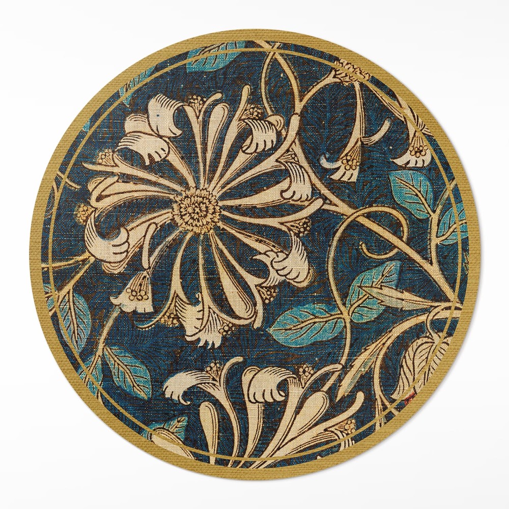 Kerek pvc szőnyeg Növényekkel díszített szövetutánzat