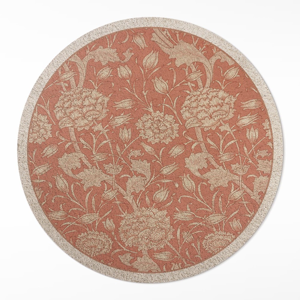 Kerek pvc szőnyeg Vintage hímzett virágok