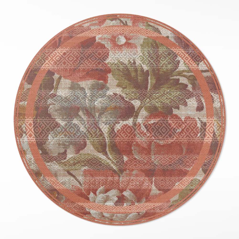 Kerek vinil szőnyeg Retro kifakult virágok