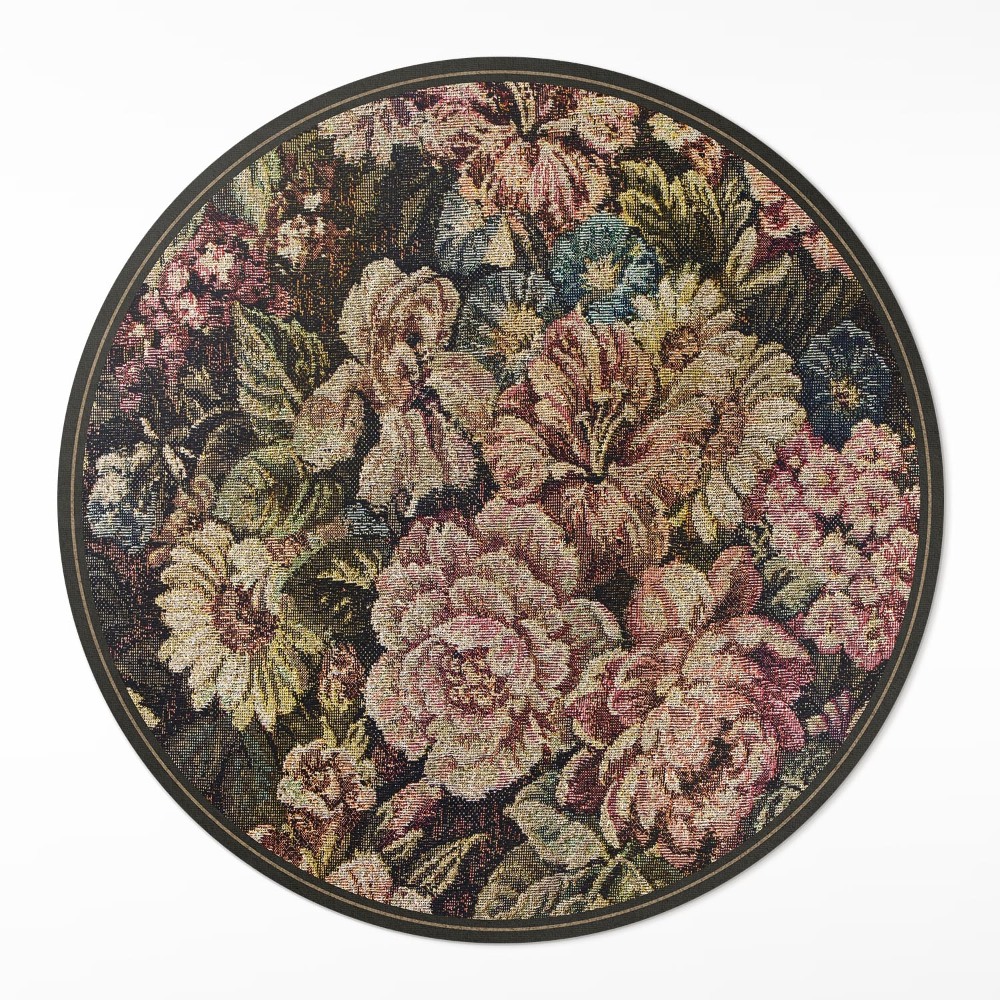 Kerek pvc szőnyeg Retro vintage kifakult virágok