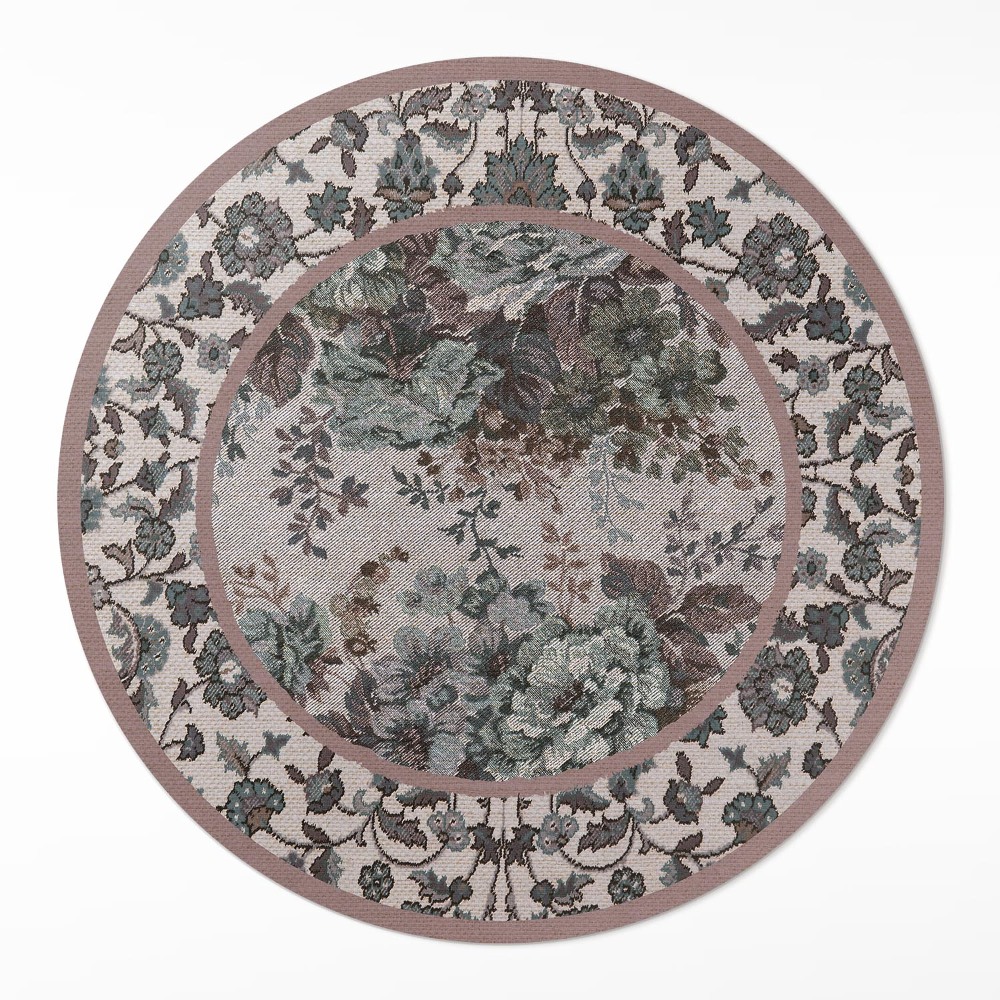 Kerek műanyag szőnyeg Díszes virágok szöveten