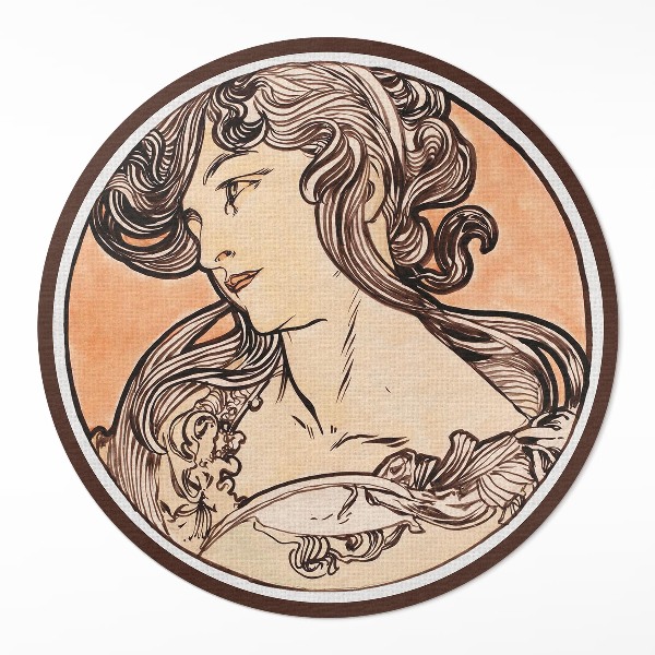 Kerek pvc szőnyeg Egy nő portréja by Alphonse Mucha