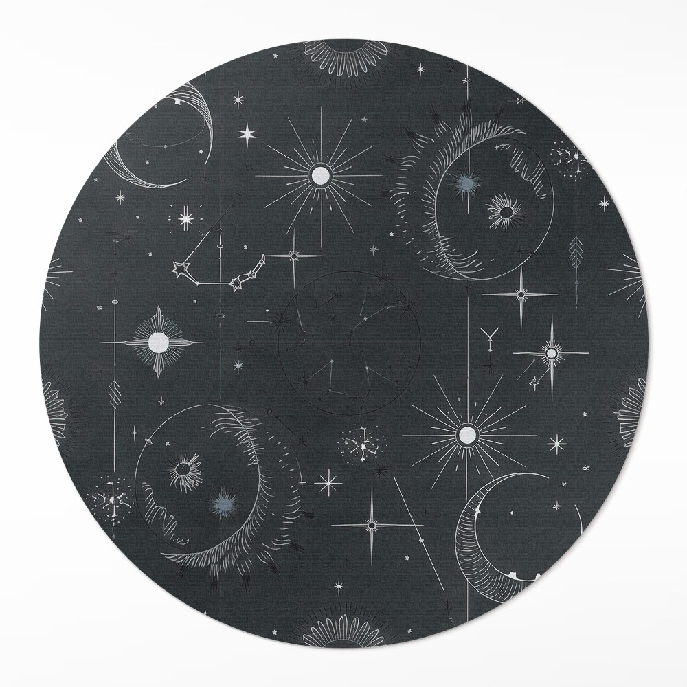 Kerek vinil szőnyeg Kozmosz asztrológia csillagképek holdak