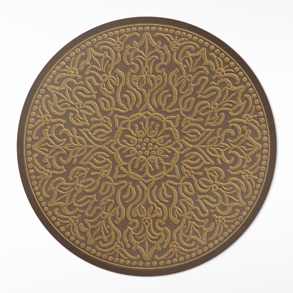 Kerek műanyag szőnyeg Geometrikus mintás grafikus dekoratív hímzés