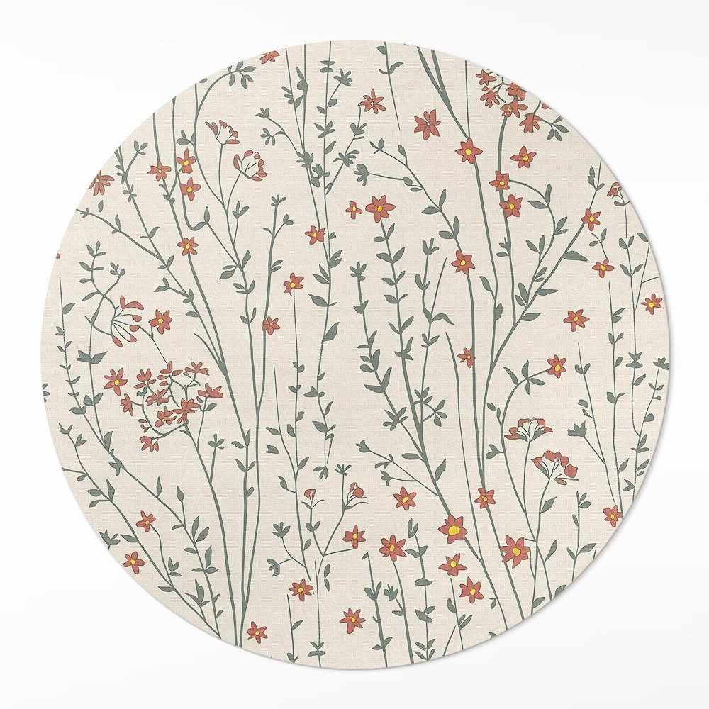 Kerek vinil szőnyeg Finom mezei virágok boho finom rét