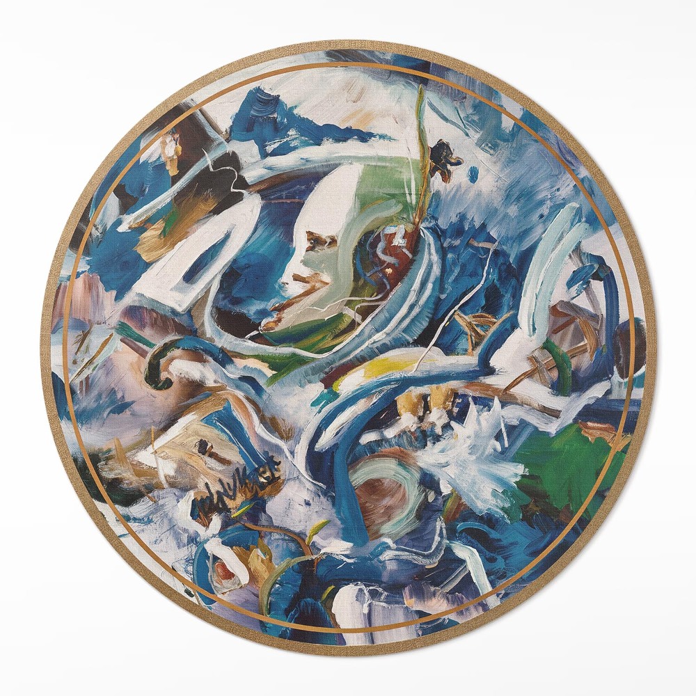 Kerek műanyag szőnyeg festmény absztrakt kifejezés festéknyomok