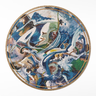 Kerek műanyag szőnyeg festmény absztrakt kifejezés festéknyomok