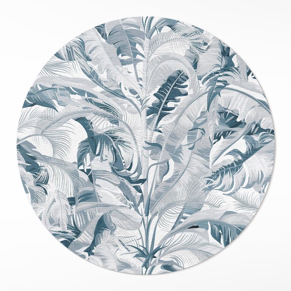 Kerek pvc szőnyeg Eleganckie liście glamour błękitne rośliny