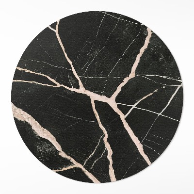 Kerek vinil szőnyeg Ciemny pęknięty marmur glamour kontrast