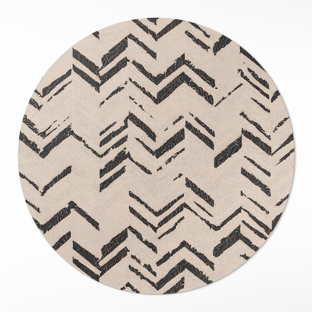 Kerek pvc szőnyeg Ślady opon indiańskie strzałki wzór w jodełkę