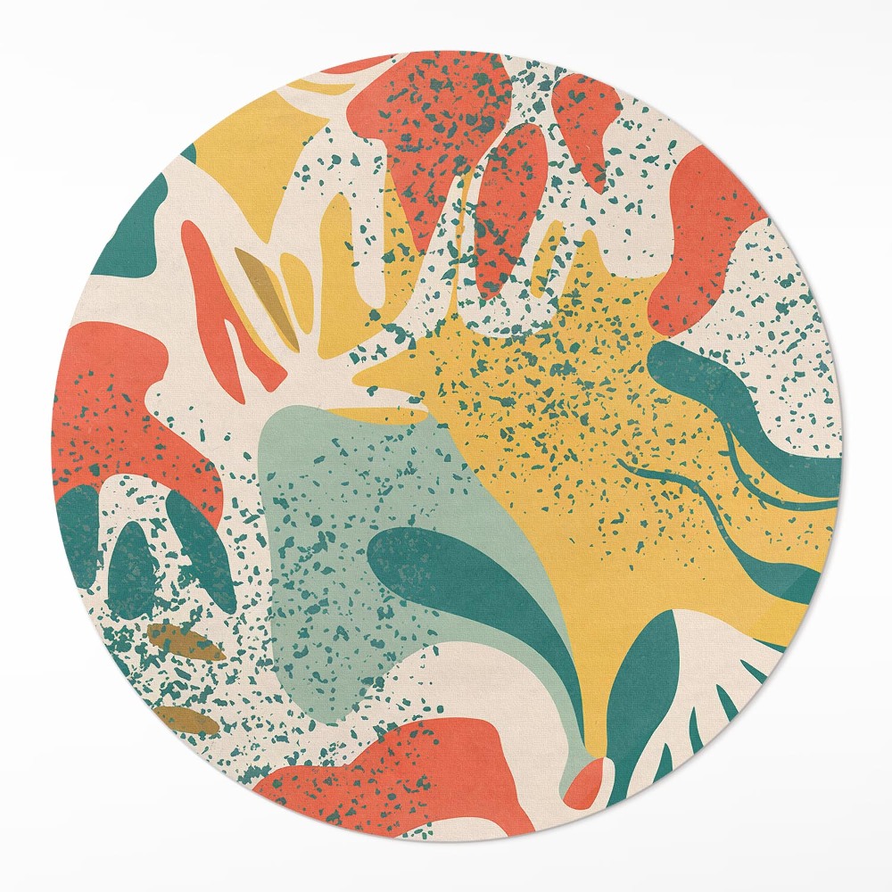 Kerek műanyag szőnyeg Retro kolorowe plamy nieregularne abstrakcja