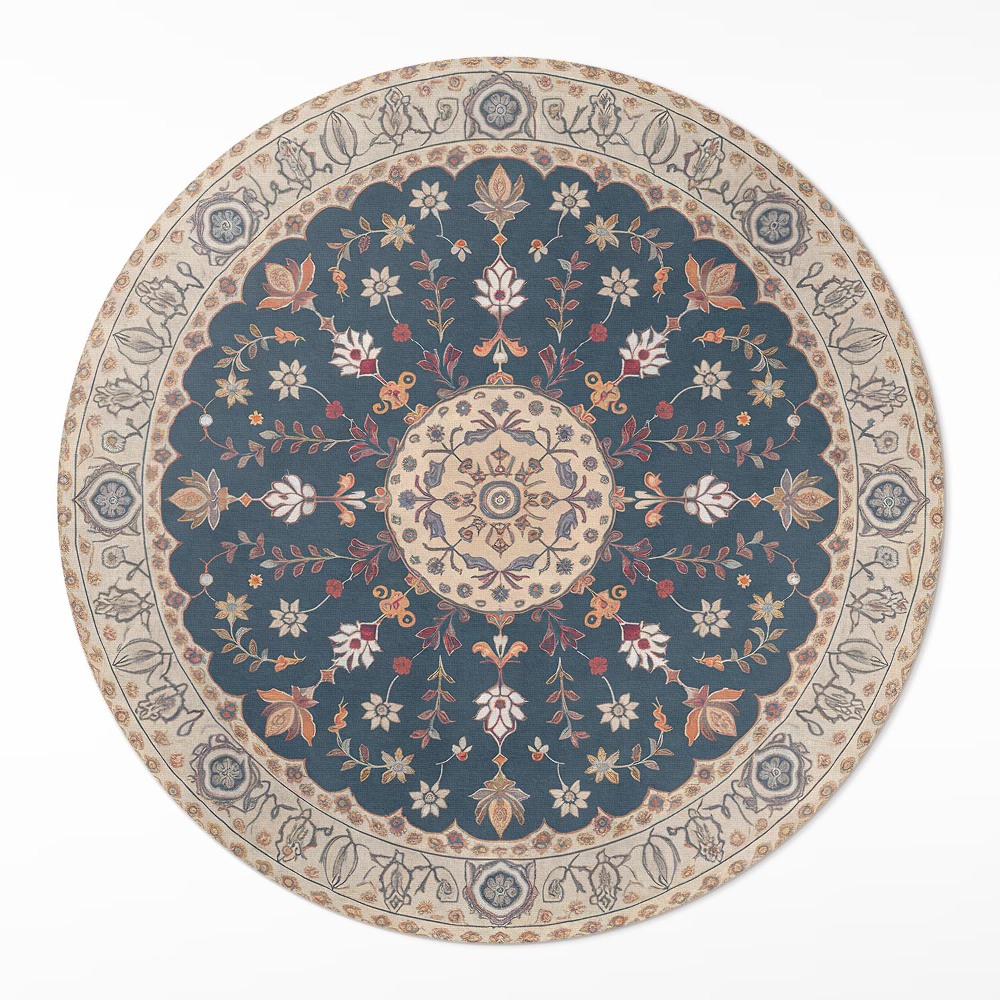 Kerek vinil szőnyeg Ornament roślinny z kwiatami styl perski