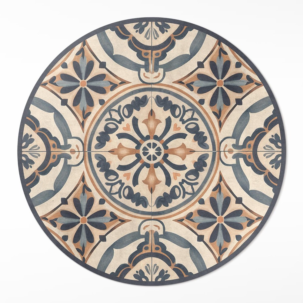 Kerek műanyag szőnyeg Antyczna mozaika z motywem roślinnym vintage