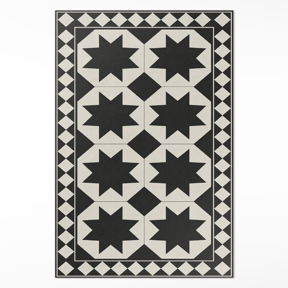 Mosható futószőnyeg Fekete-fehér csillagok elegáns mozaik