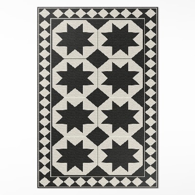 Mosható futószőnyeg Fekete-fehér csillagok elegáns mozaik
