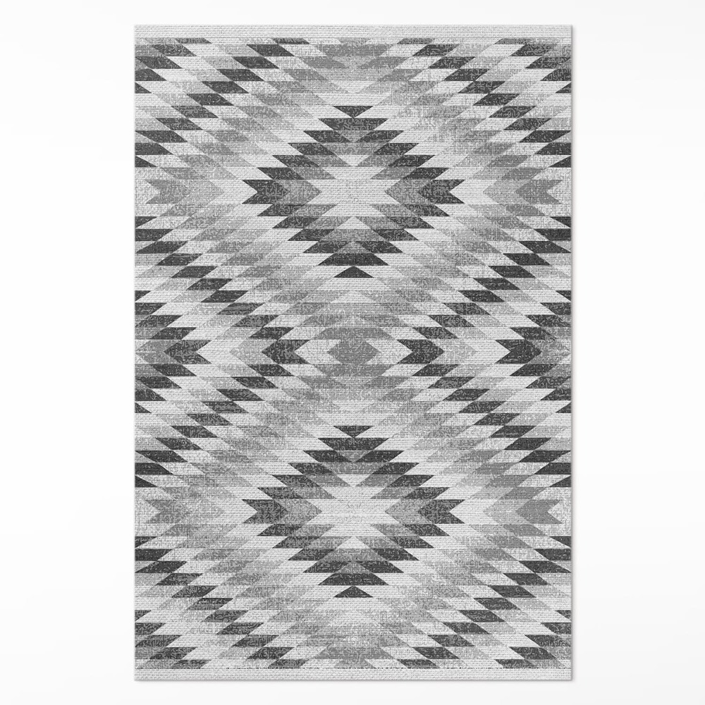 Mosható futószőnyeg Szürke geometriai mintás textilutánzat