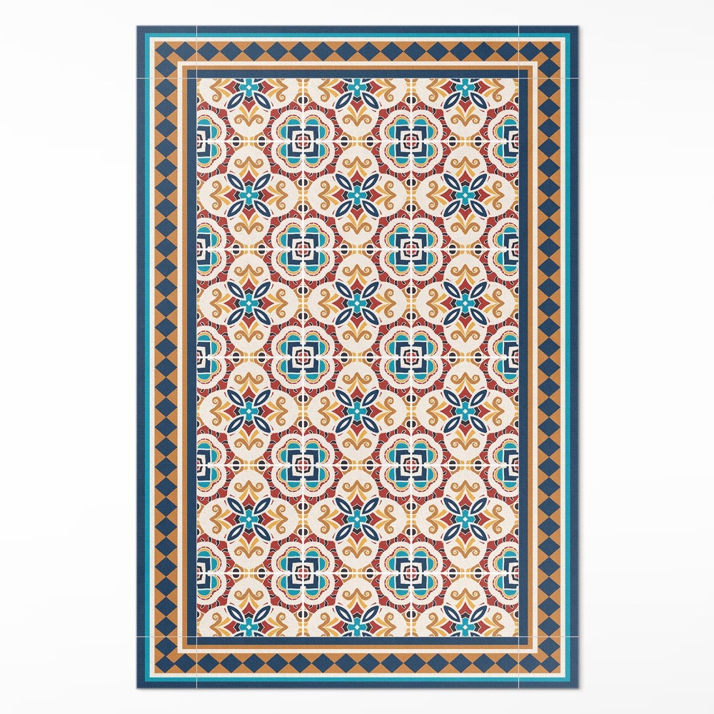 Műanyag szőnyeg Virágos geometrikus dekoratív csempe