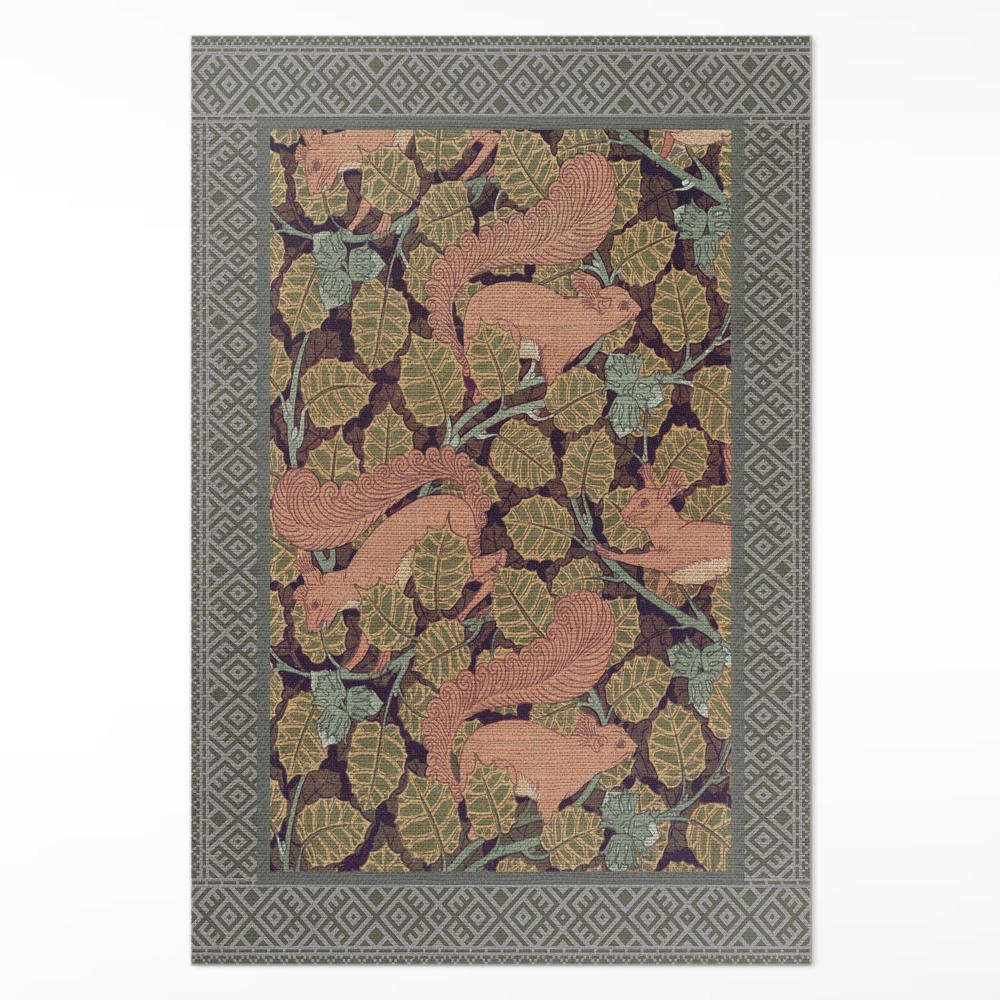 Pvc futószőnyeg Mókus és diófa levelek illusztráció