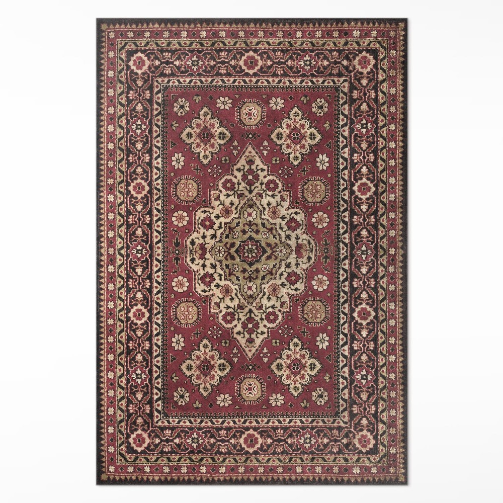 Mosható futószőnyeg Vintage geometriai piros