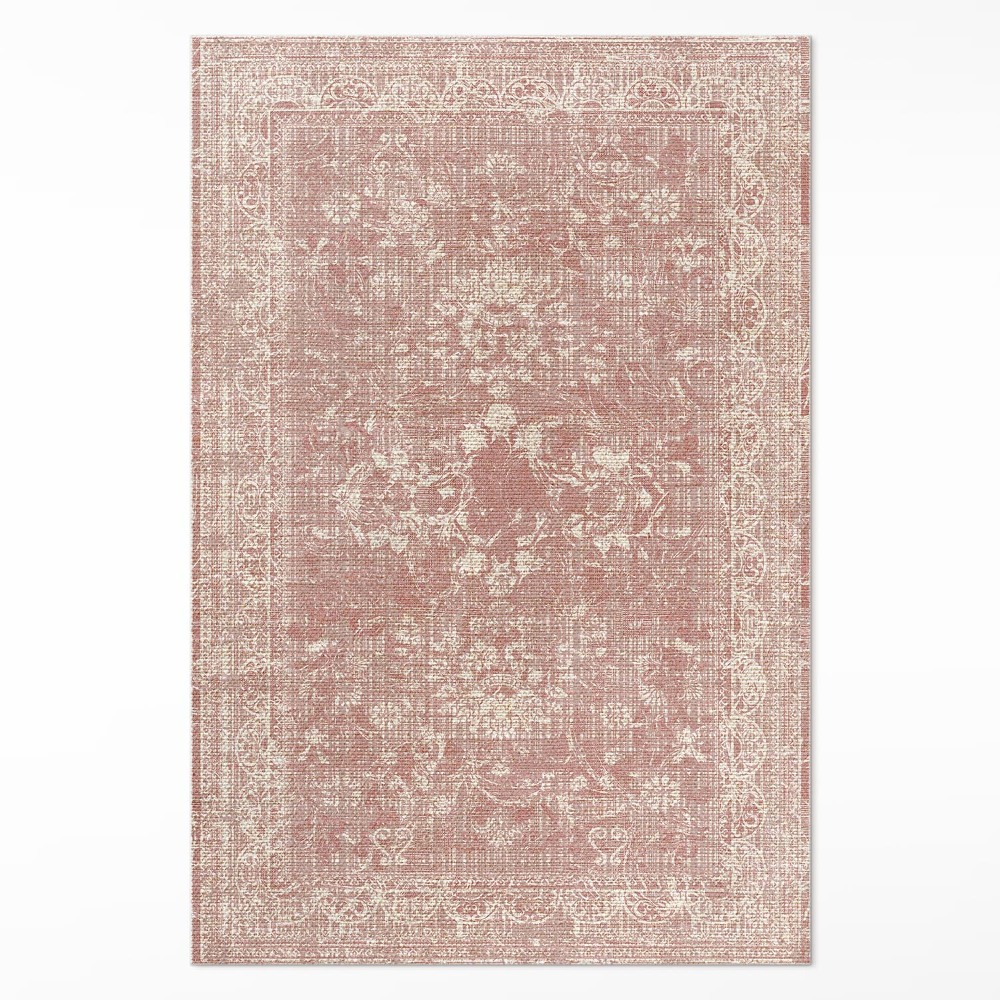 Műanyag szőnyeg Púderrózsaszín dörzsölt vintage virágminta