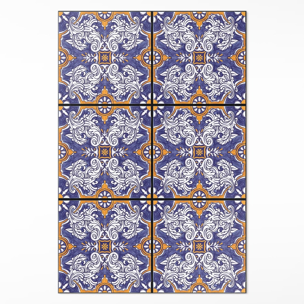 Pvc szőnyeg Stílusos csempe virágos díszekkel