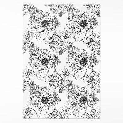 Mosható futószőnyeg Rajzolt napraforgók gyönyörű vintage virágok