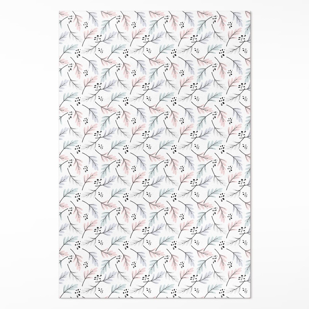 Mosható futószőnyeg Pasztell finom növények boho stílusban