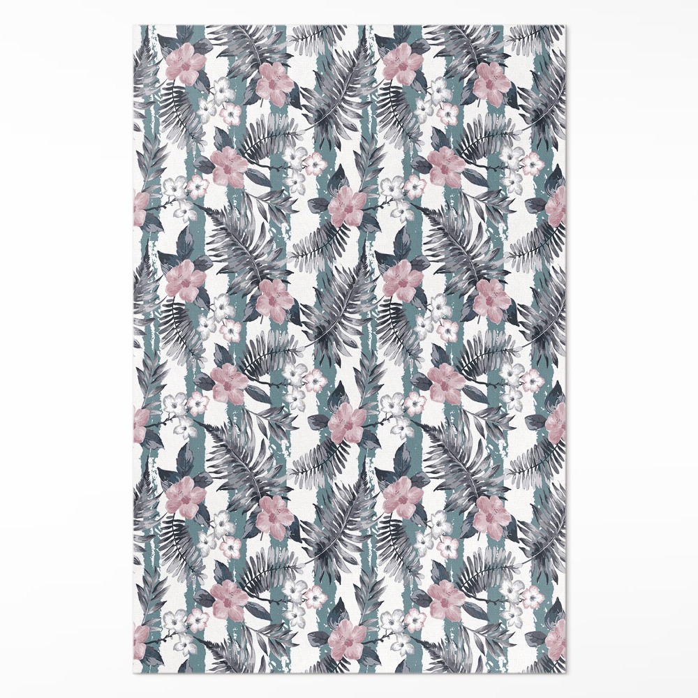 Mosható futószőnyeg Hawaii levelek és virágok trópusi minta