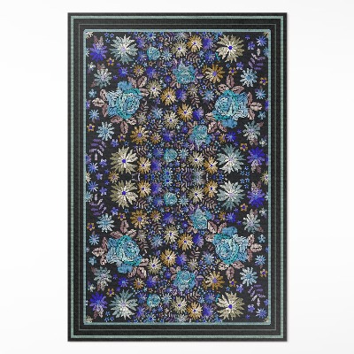 Pvc szőnyeg Kék és sárga virágok