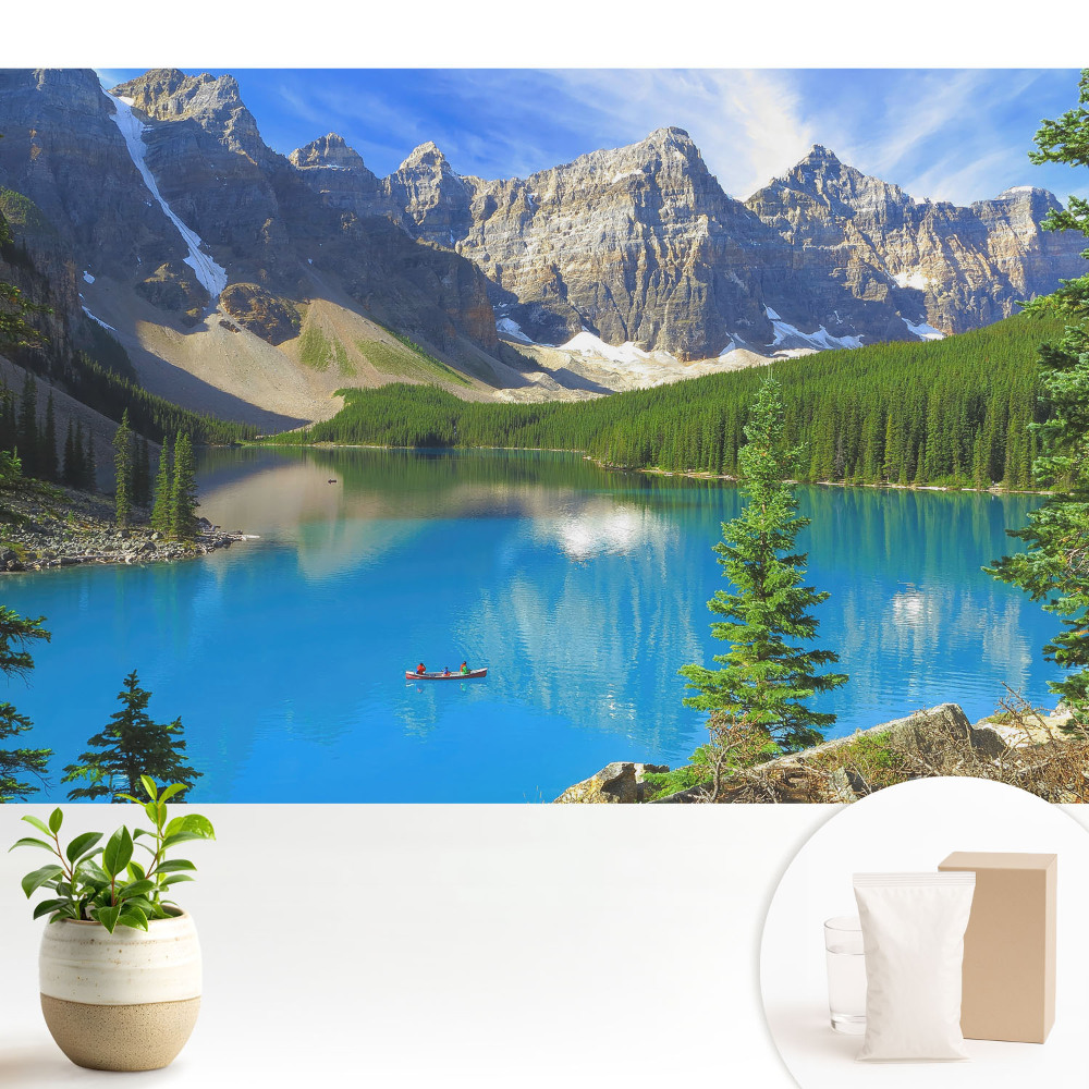 Dekor tapéta Hegyek, tó, zöld növényzet, harmónia