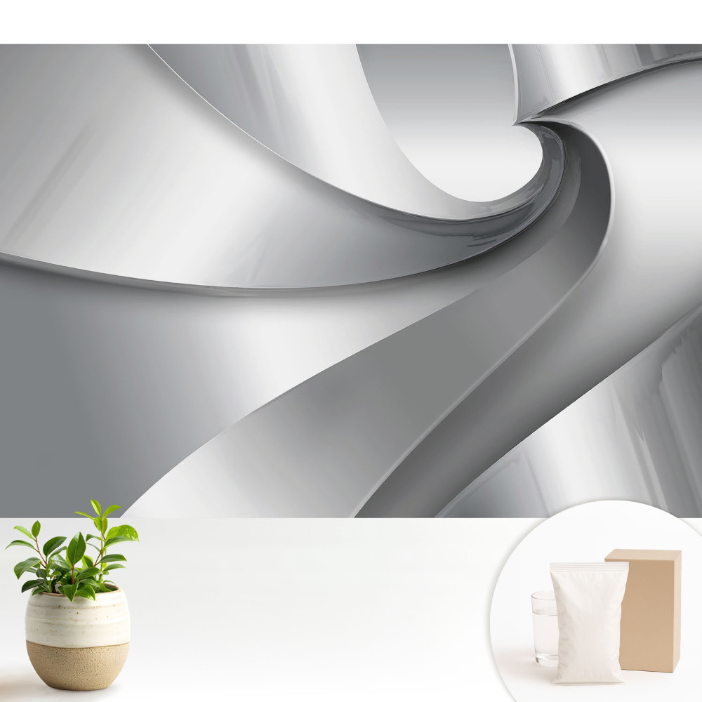Dekor tapéta Modern, dinamikus spirálok szürke árnyalatokban