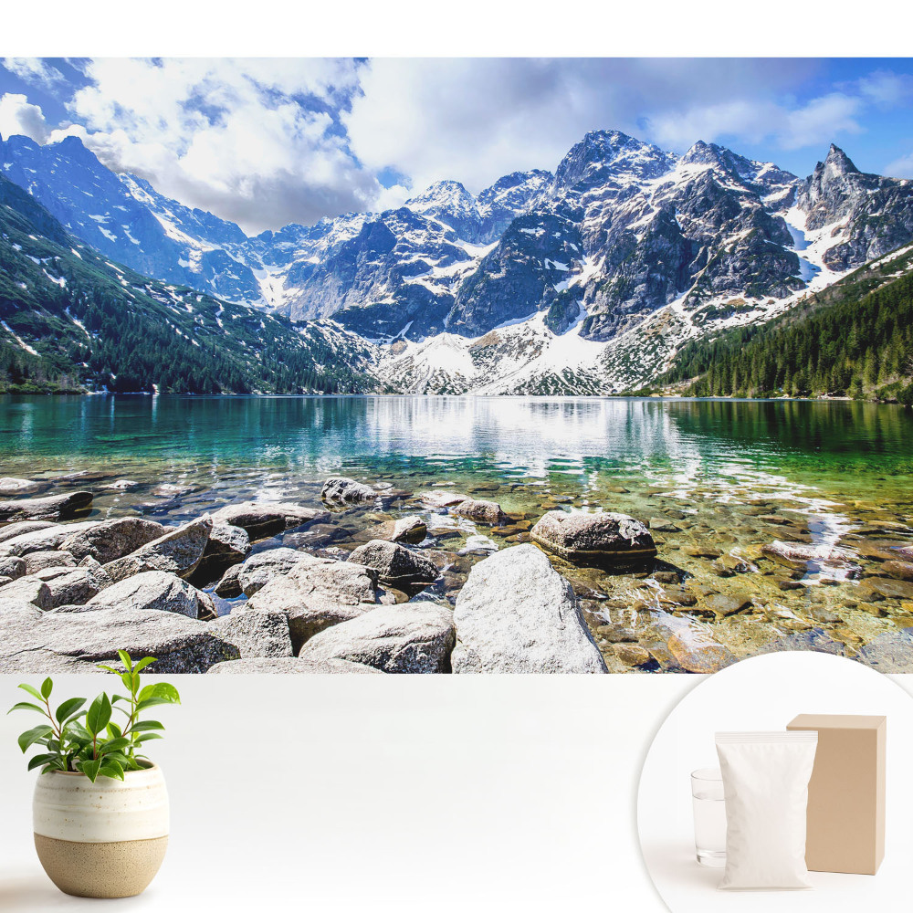 Modern tapéta A hegyi tó és a csúcsok békéjükkel ihletet adnak