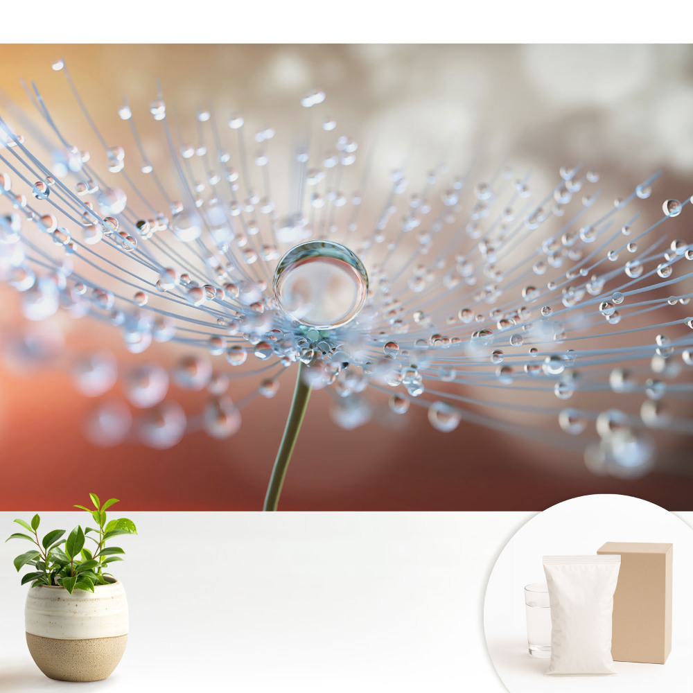 Modern tapéta Egy átlátszó csepp a pitypang szálain