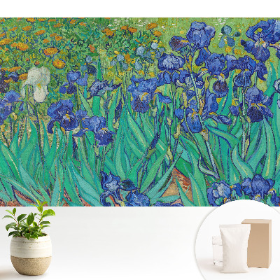 Dekor tapéta Lila íriszek egy zöld kertben