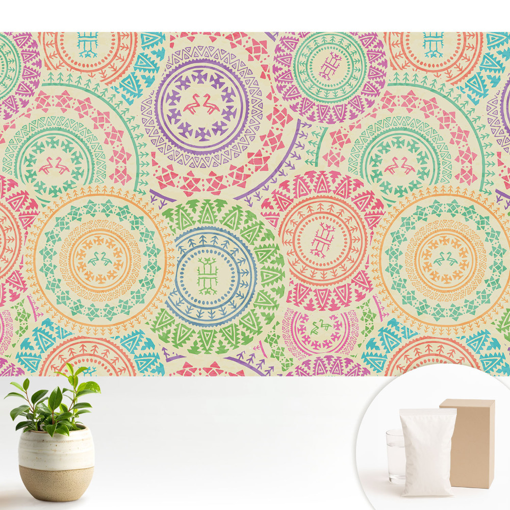 Modern tapéta Bohém stílusú mandalák pasztell színekben
