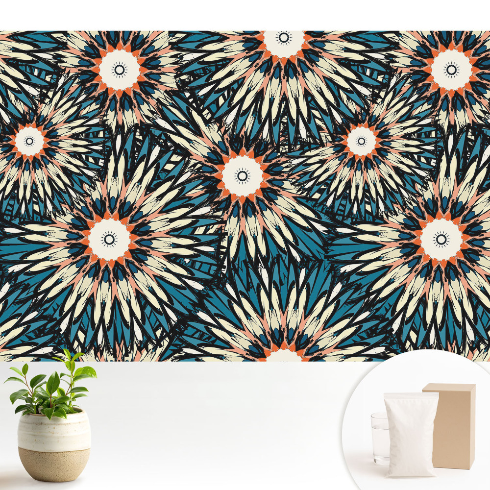 Dekor tapéta Energikus virágok ismételhető kompozícióban