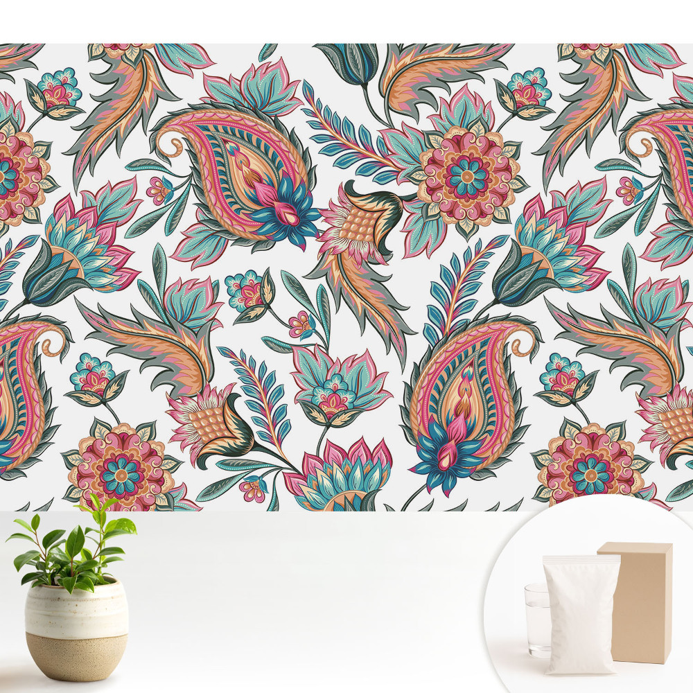 Tapéta Paisley minta virágokkal és levelekkel