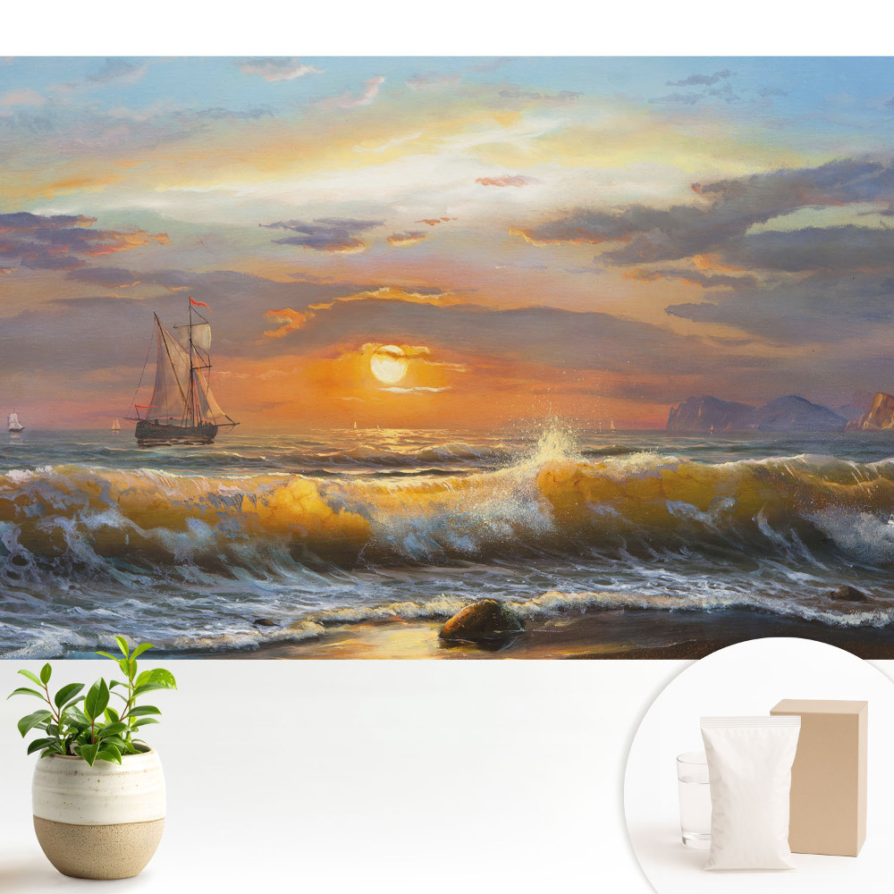 Dekor tapéta Vitorlás hajó a tengeren naplementekor