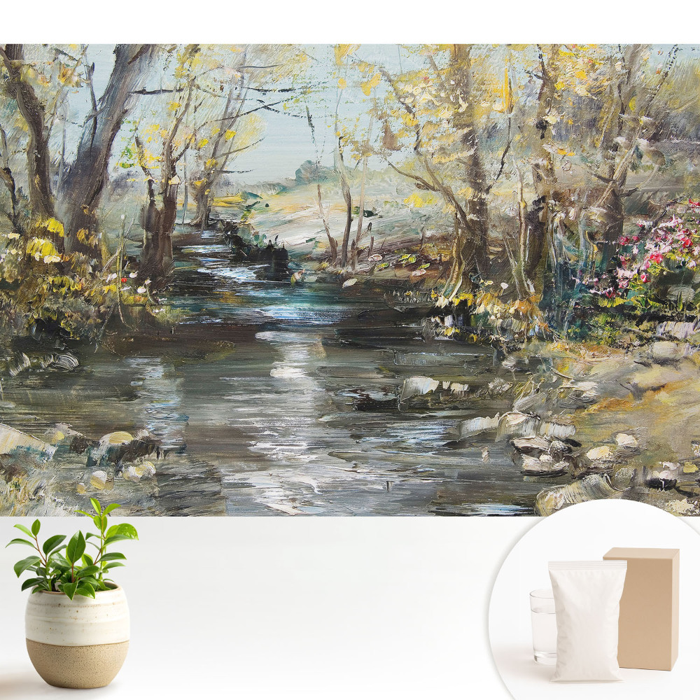 Modern tapéta Festői erdei táj egy patakkal
