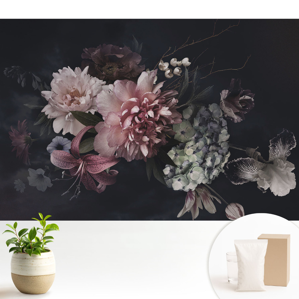 Tapéta Virágos elegancia sötét háttér előtt
