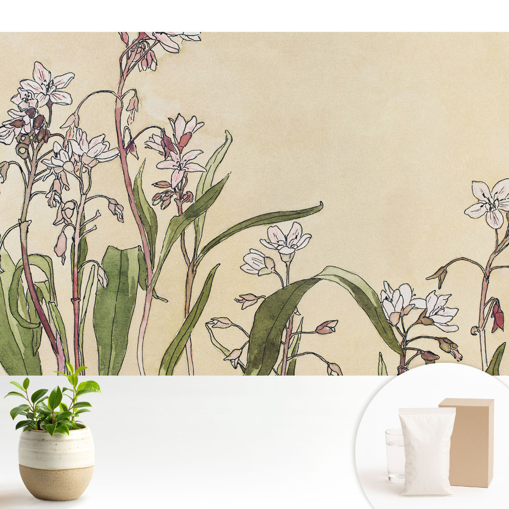 Modern tapéta Finom virágok világos háttér előtt