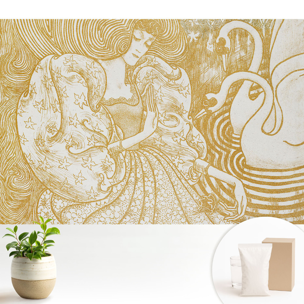 Dekor tapéta Nő hattyúkkal mese stílusban