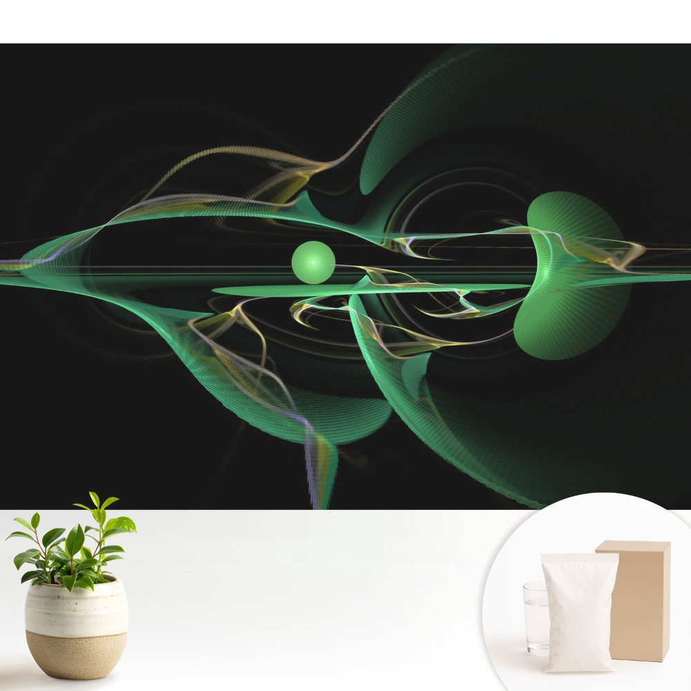 Modern tapéta Absztrakt zöld hullámok és gömb
