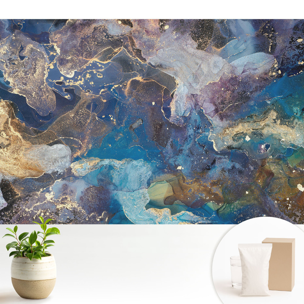 Modern tapéta Kozmikus absztrakció kék és lila árnyalatokban